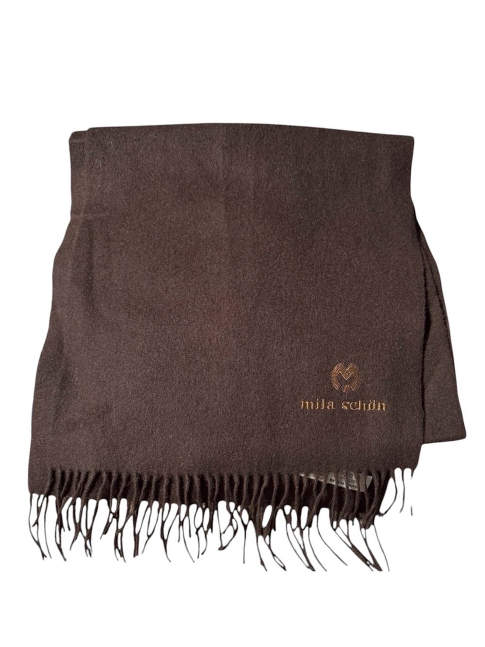 Vintage Mila Schon Embroidery Logo Scarf Muffler